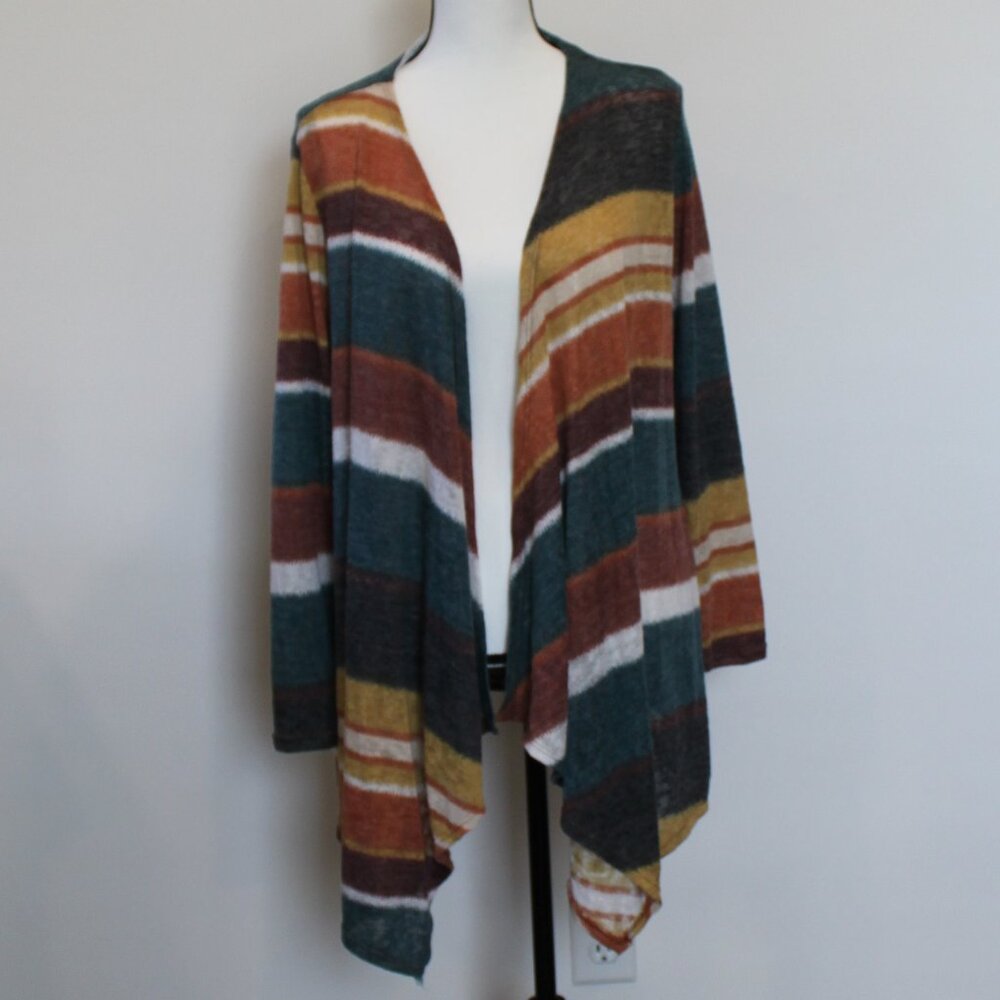 White Birch Multicolored‎ Striped Cardigan Sz Medium